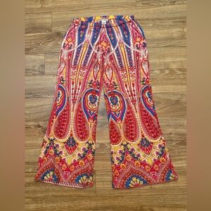 Billabong Turn It Loose Flared Mulitcolor Paisley Pants EUC